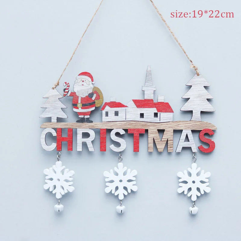 2025 Wooden Christmas Door Hanging Ornaments – Festive Wall & Door Decor for Home, Merry Christmas & Happy New Year