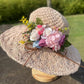 French Elegant Retro Summer Straw Hat Bag Set for Women and Girls Pearl Floral Hat Mom Kid Holiday Outdoor Travel Beach Sun Hat