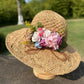 French Elegant Retro Summer Straw Hat Bag Set for Women and Girls Pearl Floral Hat Mom Kid Holiday Outdoor Travel Beach Sun Hat