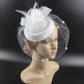 Vintage Simulated Net Flower Fascinator – Multi-Color Feather Hairpin for Women