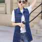 Multiple Styles Denim Sleeveless Casual Blue Hole Jacket Vest Coat Women