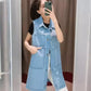 Multiple Styles Denim Sleeveless Casual Blue Hole Jacket Vest Coat Women