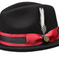 Men’s European & American Fedora – Small Top Winter Hat in Thickened Golden Velvet with Feather, Flipped Brim “Hamburger” Style