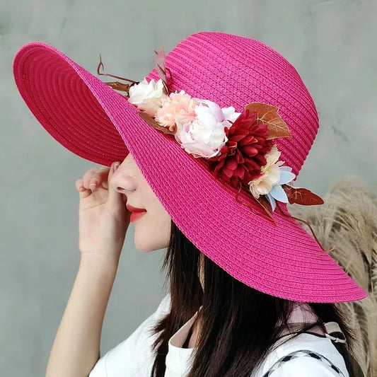 Children’s Large Brim Straw Beach Hat – Summer Sun Protection Wide Brim Sun Hat for Kids