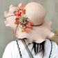 Women’s Summer Straw Hat with Flowers – Wide Wavy Brim Foldable Panama Beach Sun Cap
