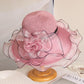Elegant Women’s Summer Sun Hat – Breathable Foldable Organdy Hat with Woven Top & Flower Decoration