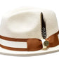 Men’s European & American Fedora – Small Top Winter Hat in Thickened Golden Velvet with Feather, Flipped Brim “Hamburger” Style