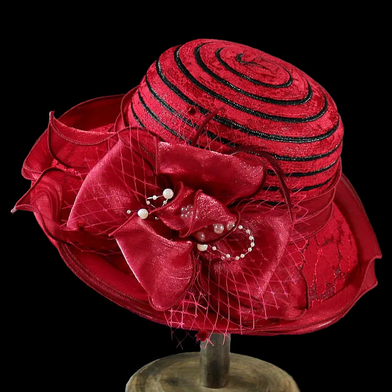 Elegant Ladies Fascinator Church Hat – Wide Brim Derby Fedora with Bow, Summer Foldable Sun Cap