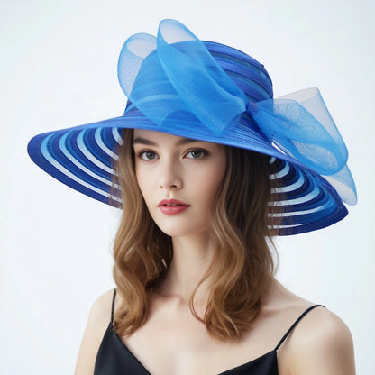 Women’s Organza Mesh Wide Brim Hat – Elegant Ruffle Sun Hat for Summer, Wedding, Bridal, Beach & Party