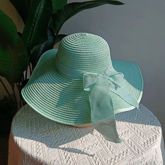 Summer 2025 Large Brim Straw Sun Hat – Foldable Outdoor Travel Beach Hat with UV Protection