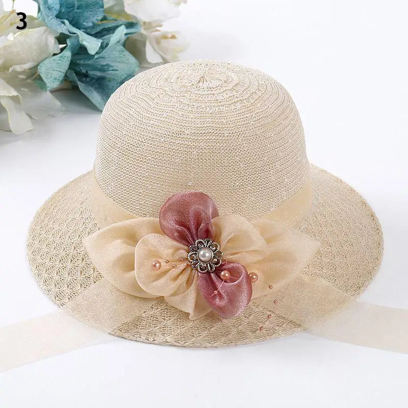 2025 Summer Women’s Sun Protection Straw Hat – Wide Brim Panama Beach Cap with Bowknot Ribbon for Ladies & Girls Outdoor