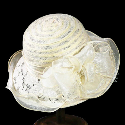 Elegant Ladies Fascinator Church Hat – Wide Brim Derby Fedora with Bow, Summer Foldable Sun Cap