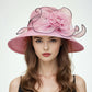 Elegant Ladies Fascinator Hat – Wide Brim Church Kentucky Derby Sun Cap with Bow