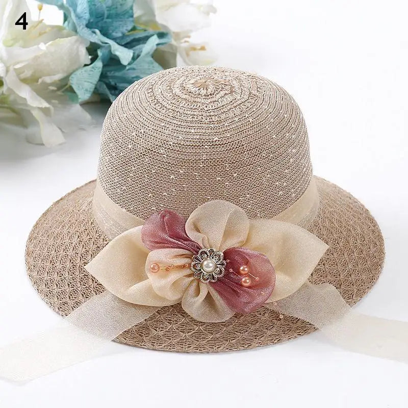 2025 Summer Women’s Sun Protection Straw Hat – Wide Brim Panama Beach Cap with Bowknot Ribbon for Ladies & Girls Outdoor