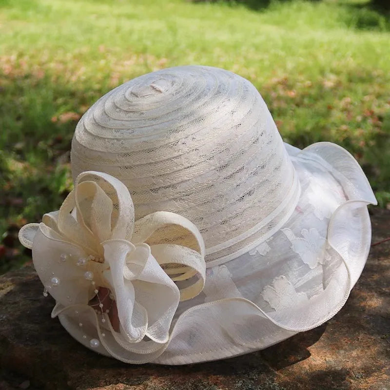 Ladies Fascinator Millinery Hat – Wide Brim Summer Fedora Bucket Hat for Church, Weddings, Kentucky Derby & Beach
