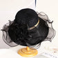 Elegant Summer Women’s Sun Hat – Breathable Organdy, Foldable Design with Woven Top & Floral Decoration