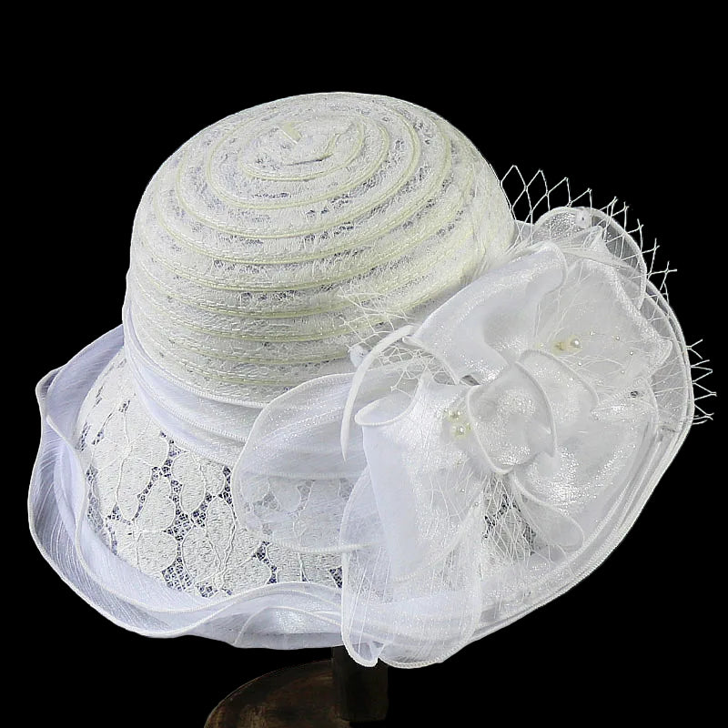 Elegant Ladies Fascinator Church Hat – Wide Brim Derby Fedora with Bow, Summer Foldable Sun Cap