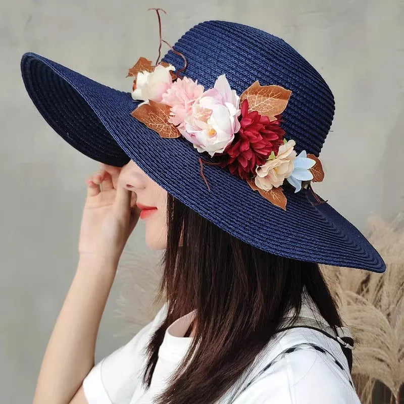 Children’s Large Brim Straw Beach Hat – Summer Sun Protection Wide Brim Sun Hat for Kids