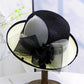 Elegant Summer Straw Hat for Women – Retro Curl Brim Sunbonnet with Flower, Outdoor Beach Sunshade, Party & Church Hat