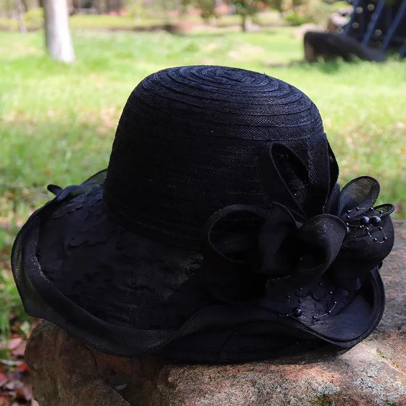 Ladies Fascinator Millinery Hat – Wide Brim Summer Fedora Bucket Hat for Church, Weddings, Kentucky Derby & Beach