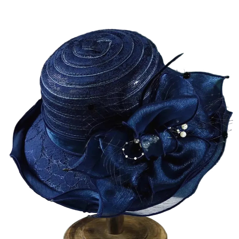 Elegant Ladies Fascinator Church Hat – Wide Brim Derby Fedora with Bow, Summer Foldable Sun Cap