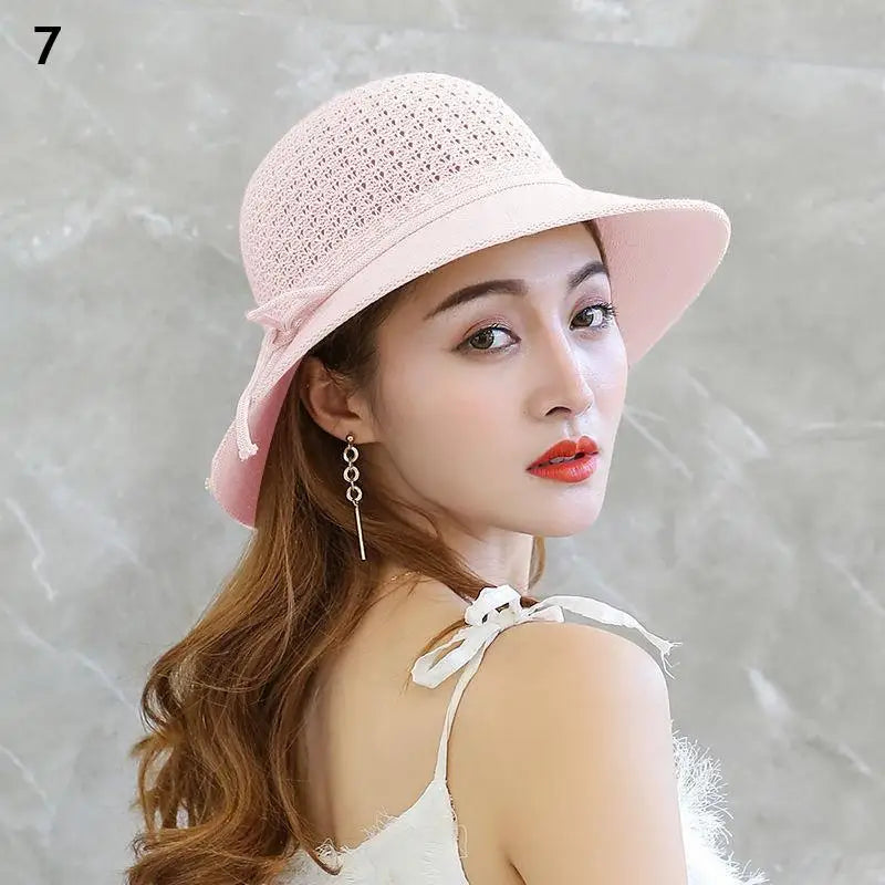 2025 Summer Women’s Sun Protection Straw Hat – Wide Brim Panama Beach Cap with Bowknot Ribbon for Ladies & Girls Outdoor