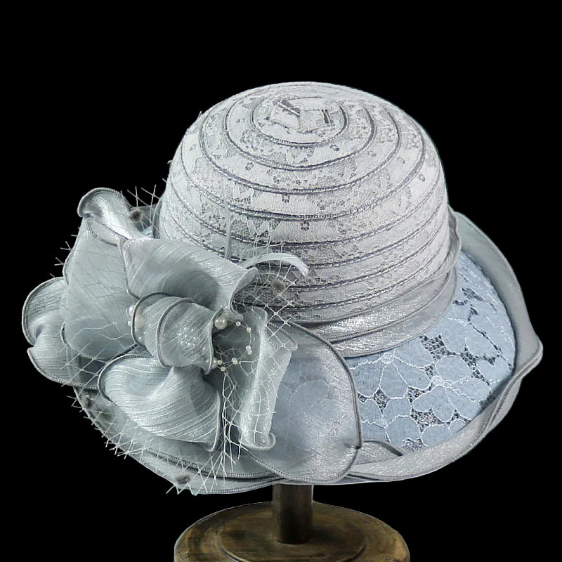 Elegant Ladies Fascinator Church Hat – Wide Brim Derby Fedora with Bow, Summer Foldable Sun Cap