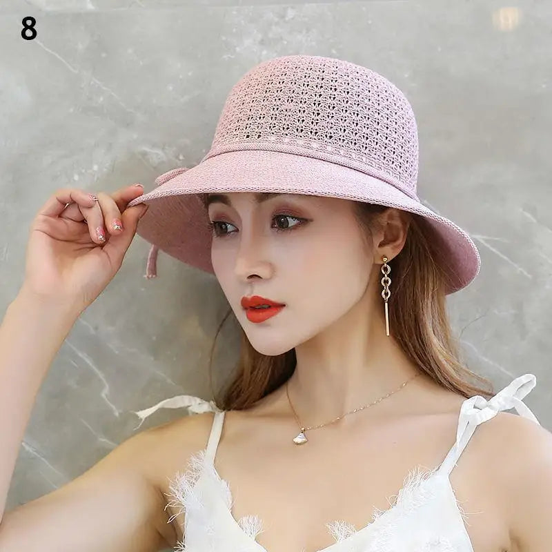 2025 Summer Women’s Sun Protection Straw Hat – Wide Brim Panama Beach Cap with Bowknot Ribbon for Ladies & Girls Outdoor