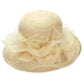 Women’s Summer Wide Brim Sun Hat – Elegant Organza Mesh Hat with Flower Decoration, Beach Vacation Sunshade Hat
