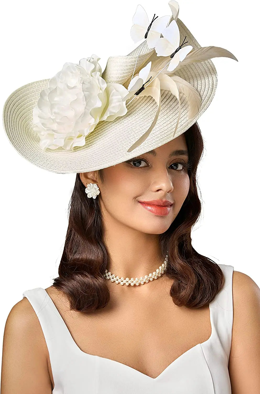 Elegant Butterfly & Floral Fascinator Hat – Women’s Tea Party, Kentucky Derby, Church Pillbox Headpiece with Headband