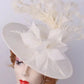 Elegant Flower Fascinator Hat with Feathers – Women’s Pillbox Headband for Weddings, Kentucky Derby & Special Events