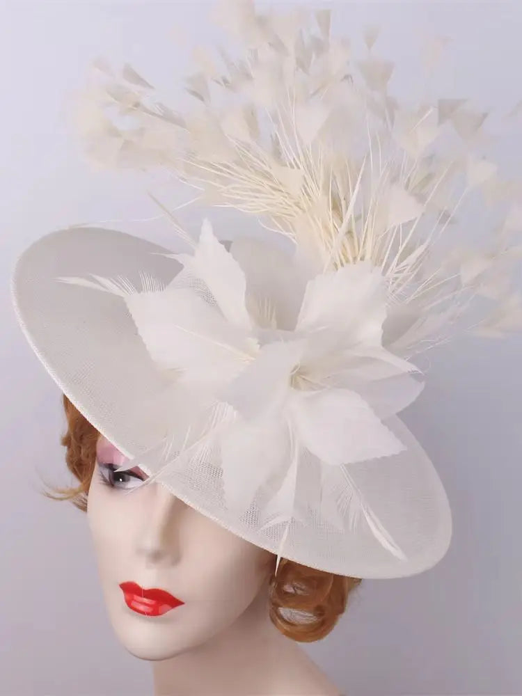 Elegant Flower Fascinator Hat with Feathers – Women’s Pillbox Headband for Weddings, Kentucky Derby & Special Events
