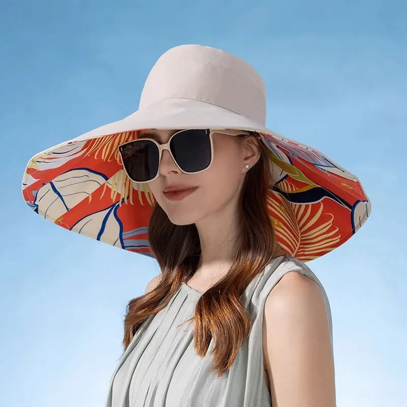 Women’s Wide Brim Sun Hat – Reversible Double-Sided UPF 50+ Summer & Beach Hat