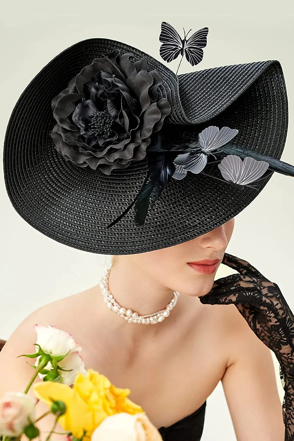 Elegant Butterfly & Floral Fascinator Hat – Women’s Tea Party, Kentucky Derby, Church Pillbox Headpiece with Headband