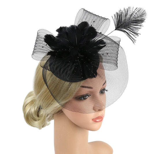 Women’s Ascot Fascinator Hat – Feather & Flower Mesh Hair Clip, Kentucky Derby, Photography, Cocktail & Tea Party Headwear Accessory