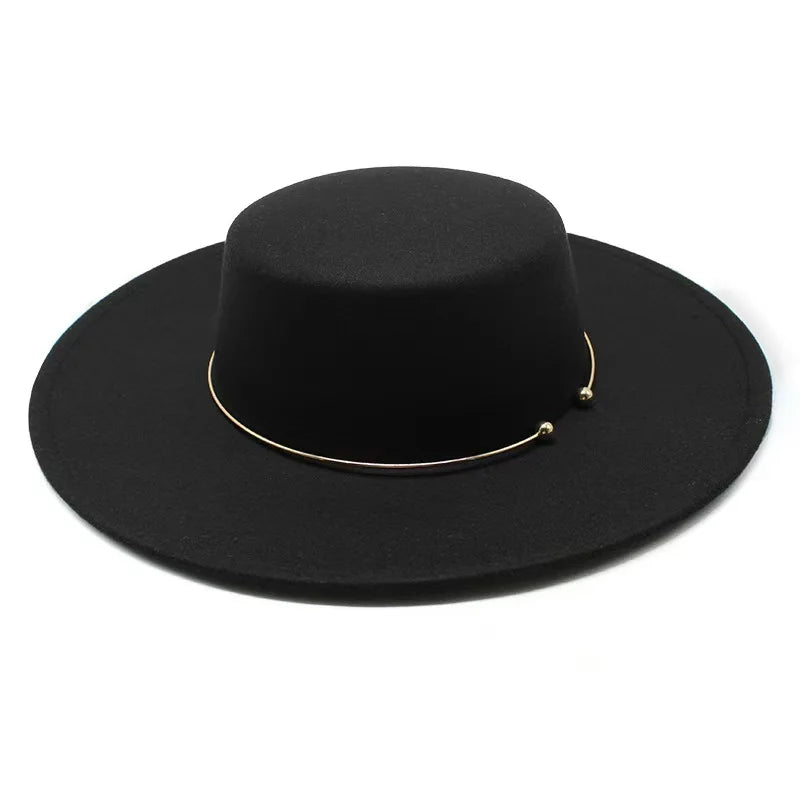 2025 Fashion Fedora Hats – Unisex Flat Top Dress Cap with Ribbon Band, Elegant Bowler Panama Jazz Hat for Men & Women