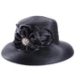 Lawliet Women’s Crystal Satin Ribbon Church Hat – Designer Couture Wide Brim Hat for Weddings, Kentucky Derby & Special Occasions