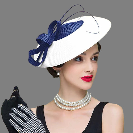 FS Fascinators Pillbox Hat for Women – Elegant Black & White Church Fedora, Wedding Kentucky Derby Dress Hat