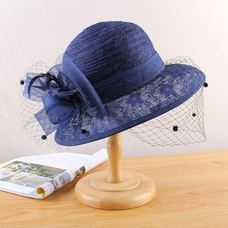 Elegant Women’s Organza Sun Hat – Wide Brim Travel Beach Cap, Party Bucket Hat for Summer
