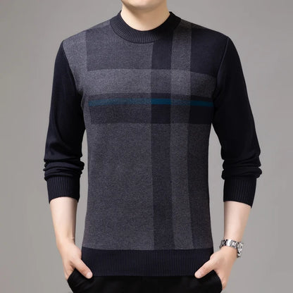 Casual Thick Warm  Striped Knitted Pull Sweater Men Wear Jersey Dress Pullover Knit Sweaters Male Fashion