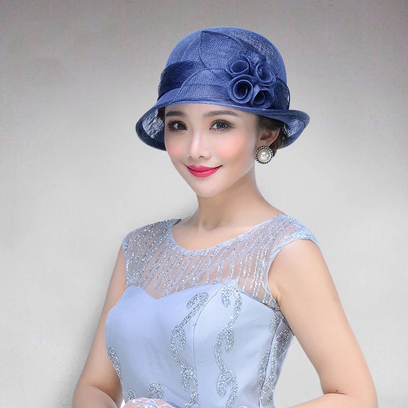 FS Sinamay Wedding Fedora Hats for Women – Elegant Linen Church Hat, Kentucky Derby Tea Party Dress Formal Occasion Millinery Cap
