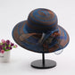 Women’s Summer Organza Sun Hat – Colorful Stripe Wide Brim Beach Hat with Floral Design, UV Protection