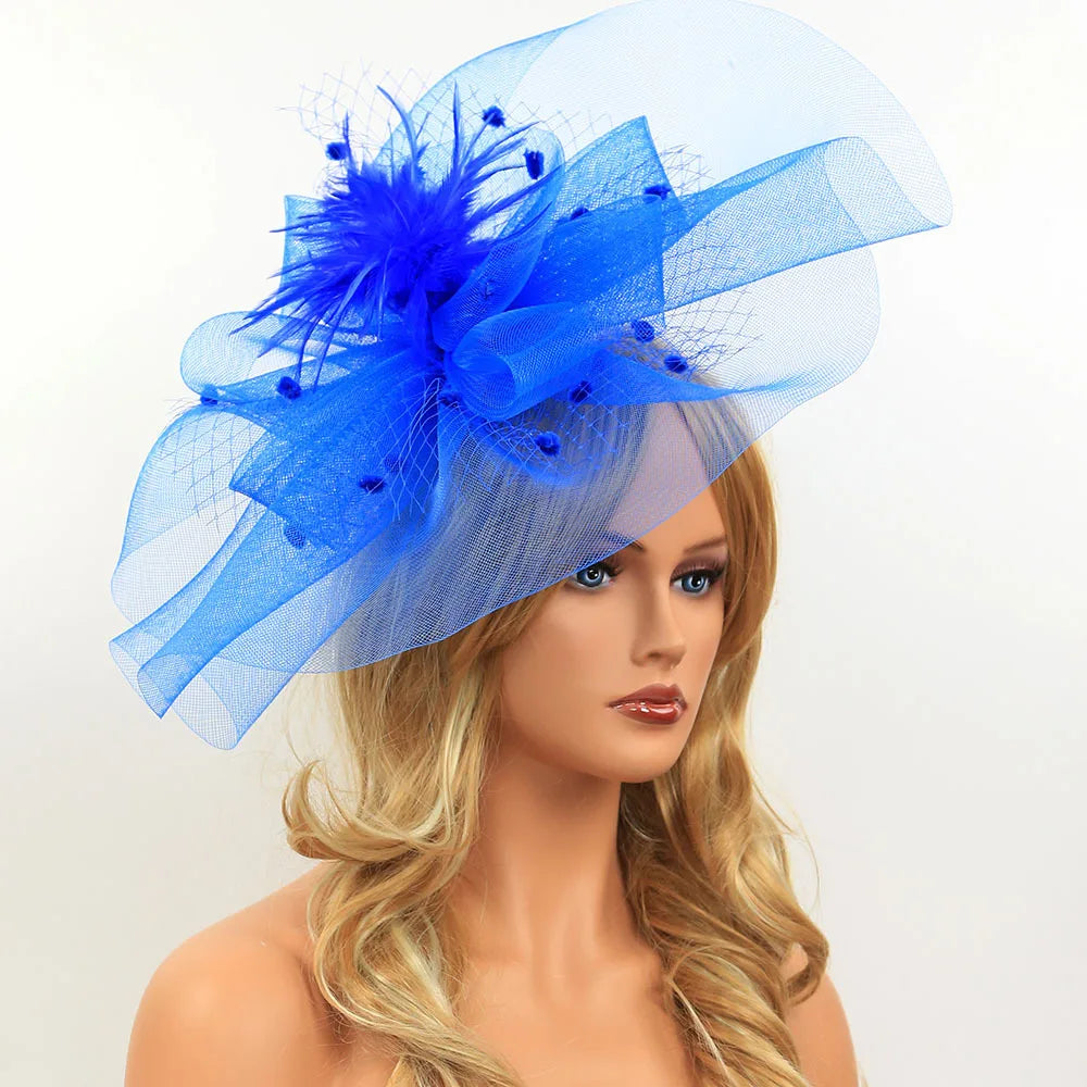 Large Mesh Fascinator Hat with Face Veil – Women’s Hair Clip for Weddings, Cocktail Parties & Horse Races
