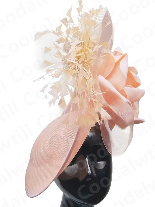 Elegant Big Flower Wedding Fascinator Hat – Women’s Formal Cocktail, Tea Party, Church Headpiece with Headband, Ladies Derby Millinery Cap