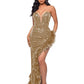 Elegant Feathers High Split Birthday Party Glitter Sequins Maxi Dress Women Night Club Wedding Evening Prom Dresses Robe