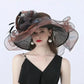 Fashionable Lady Derby Church Cloche Hat – Elegant Floral Bow Bucket Wedding & Party Bowler Cap for Women, Summer Sun Protection Fedora