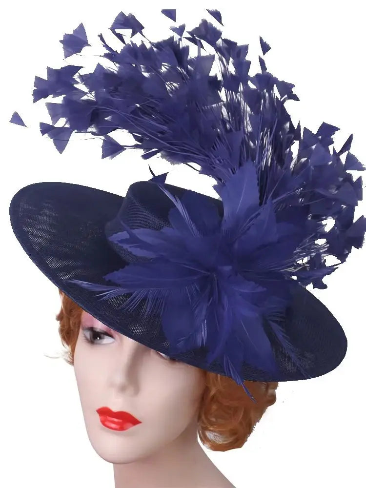 Elegant Flower Fascinator Hat with Feathers – Women’s Pillbox Headband for Weddings, Kentucky Derby & Special Events