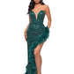 Elegant Feathers High Split Birthday Party Glitter Sequins Maxi Dress Women Night Club Wedding Evening Prom Dresses Robe
