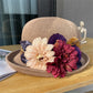 Women’s Summer Bowler Hat with Curled Brim – Floral Breathable Fedora Cap for Wedding, Party, Church & Beach