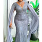 Plus Size African Party Dresses for Women Dashiki Ankara Sequin Wedding Evening Gown Sexy Bodycon Maxi Long Dress Africa Clothes